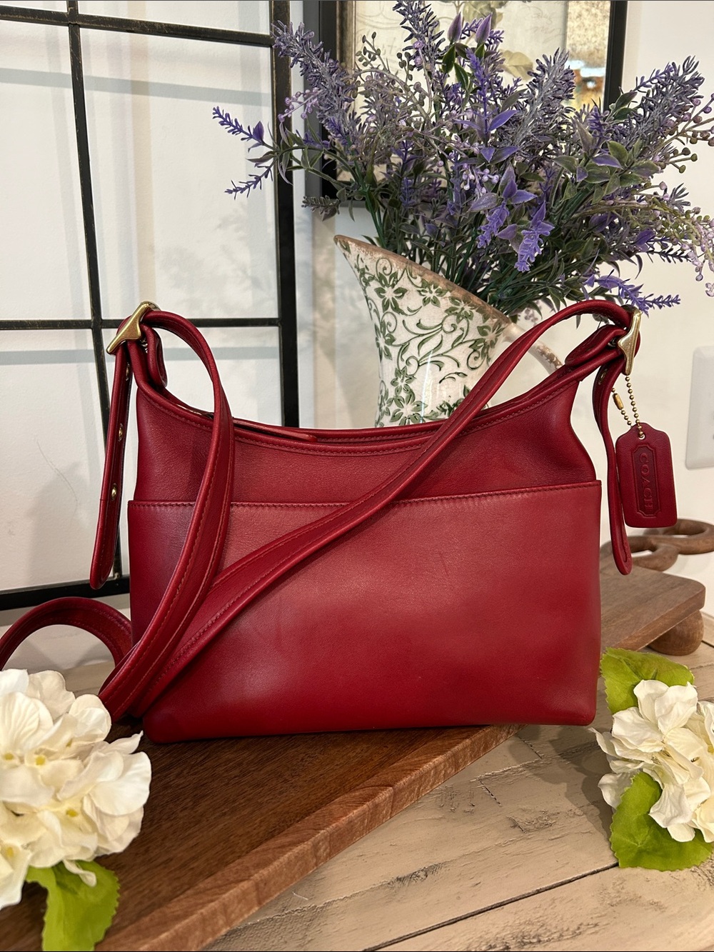 Coach Red Leather Shoulder Bag with Tag